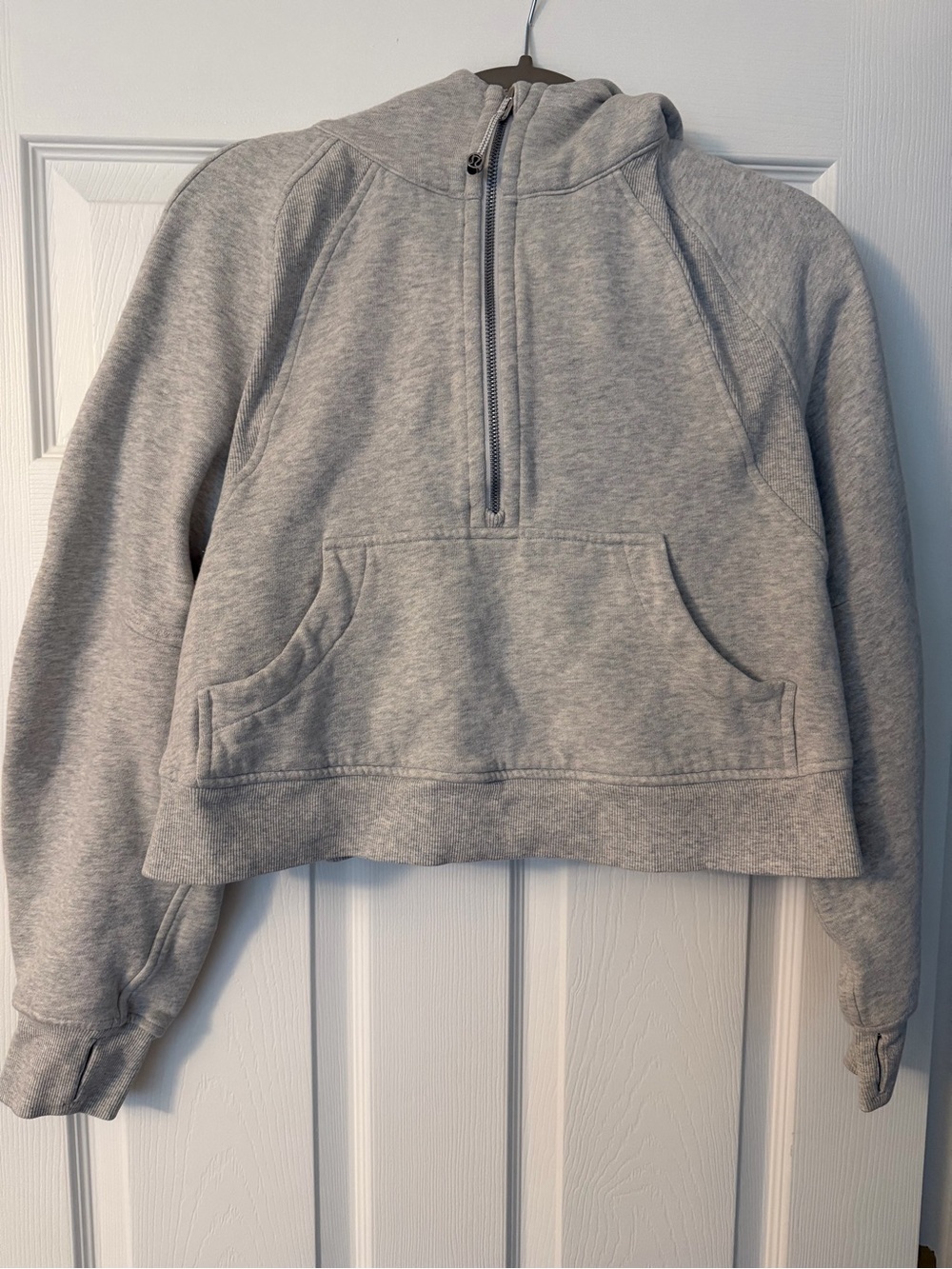 lululemon athletica Scuba Light Gray Half-Zip Cropped Hoodie